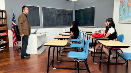 Eastern Beauties Seduce Classroom Authority